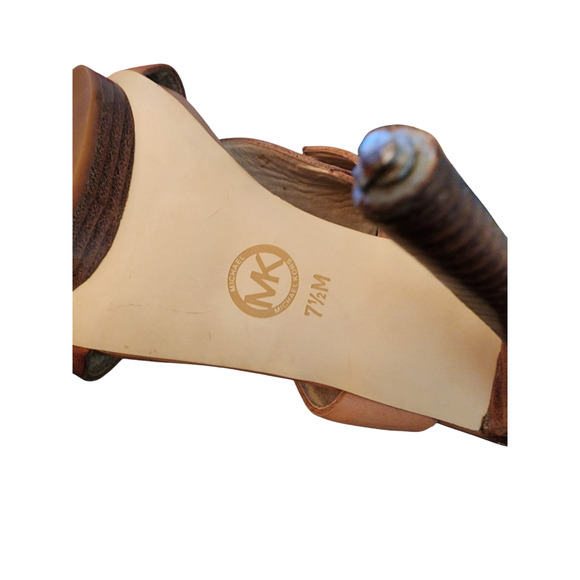 Michael Kors tan leather Open Toe high heels size 7.5M - Picture 4 of 8